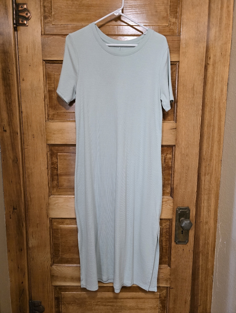 a new day Ribbed Short-Sleeve Maxi Dress - Light Blue XL